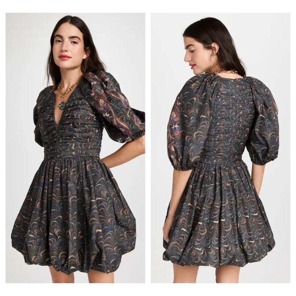 NWT ULLA JOHNSON Gwen Elbow Puff-sleeve Mini Dress Size 2 - Picture 12 of 12